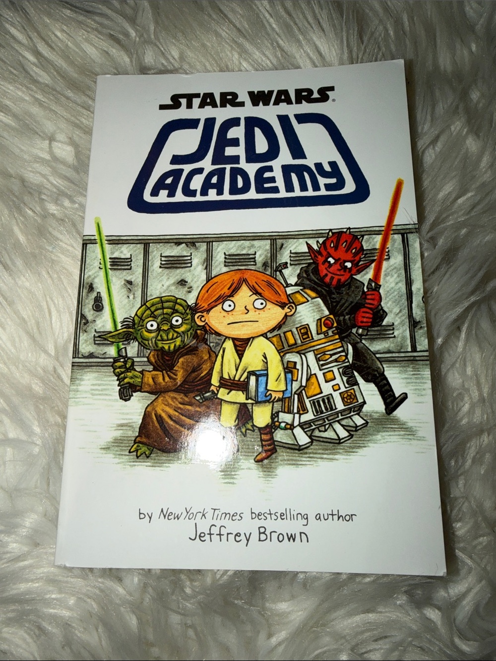 Star Wars Jedi Academy Book Cover with Green, orange, red, blue, white